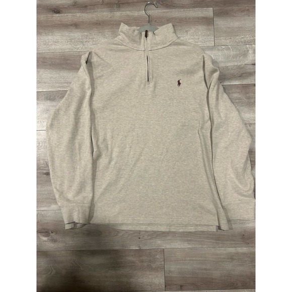 Polo Ralph Lauren Men’s XL Formal Sweater Half-Zip Tan/Cream Top - Picture 9 of 12